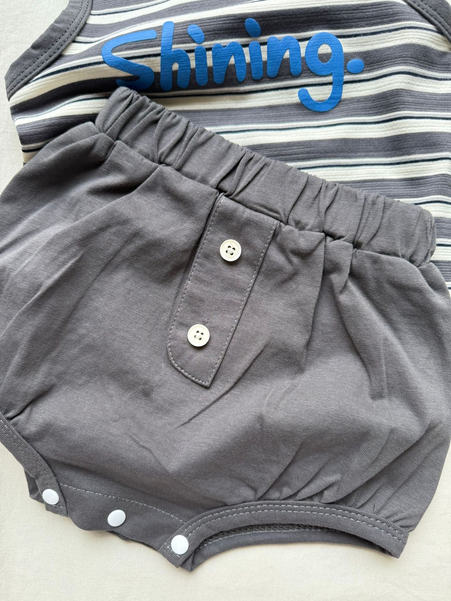 ノースリーブセットアップ ボーダータンクトップ+ブルマパンツセットアップ 2点セット【mh0010420】