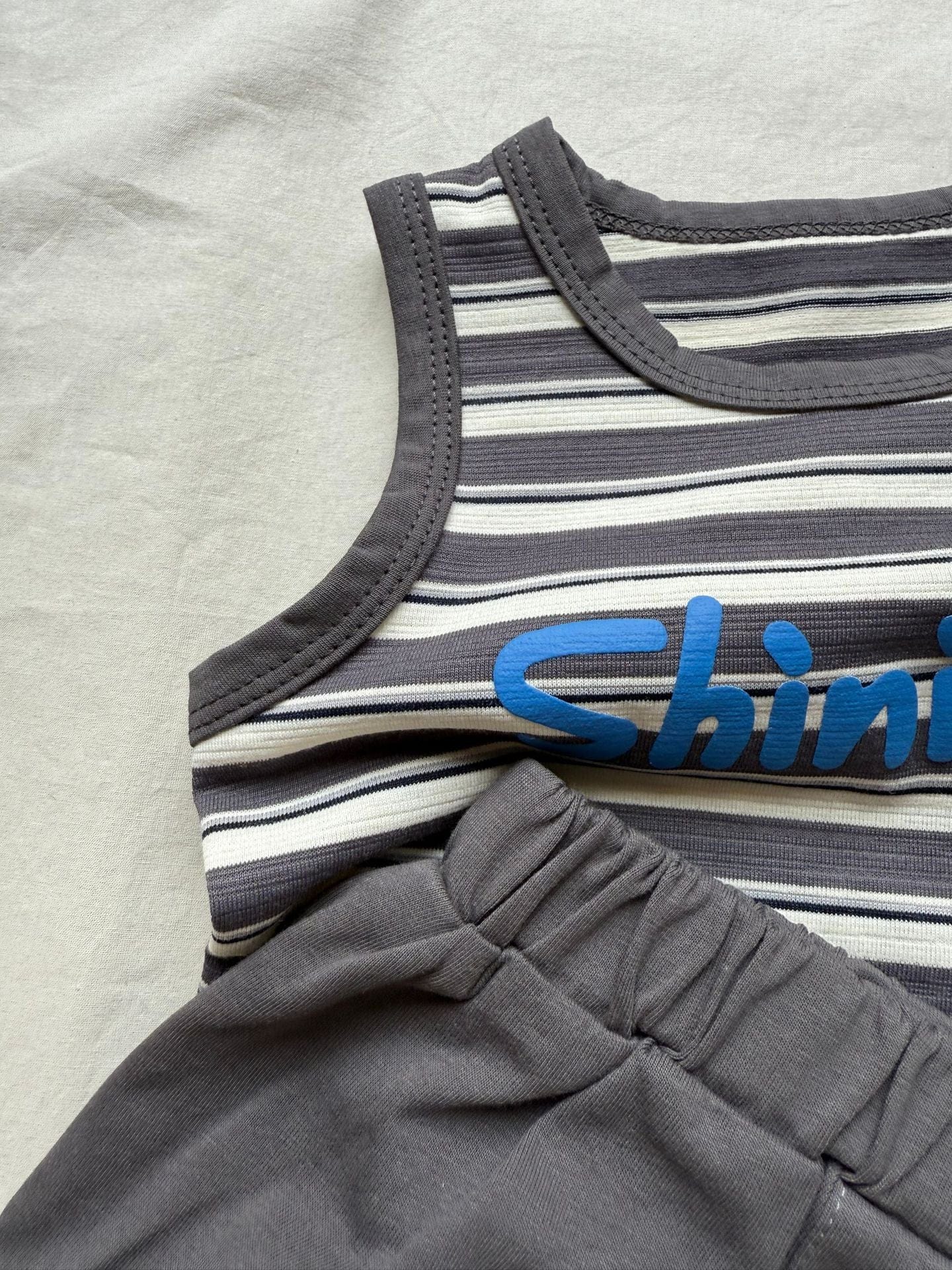 ノースリーブセットアップ ボーダータンクトップ+ブルマパンツセットアップ 2点セット【mh0010420】