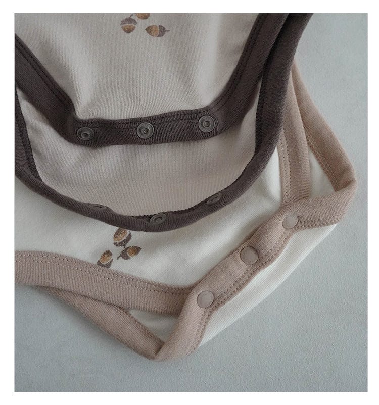 ロンパースセットアップ どんぐりプリント長袖ボディスーツ+ロングパンツセットアップ 2点セット【mh0010748】