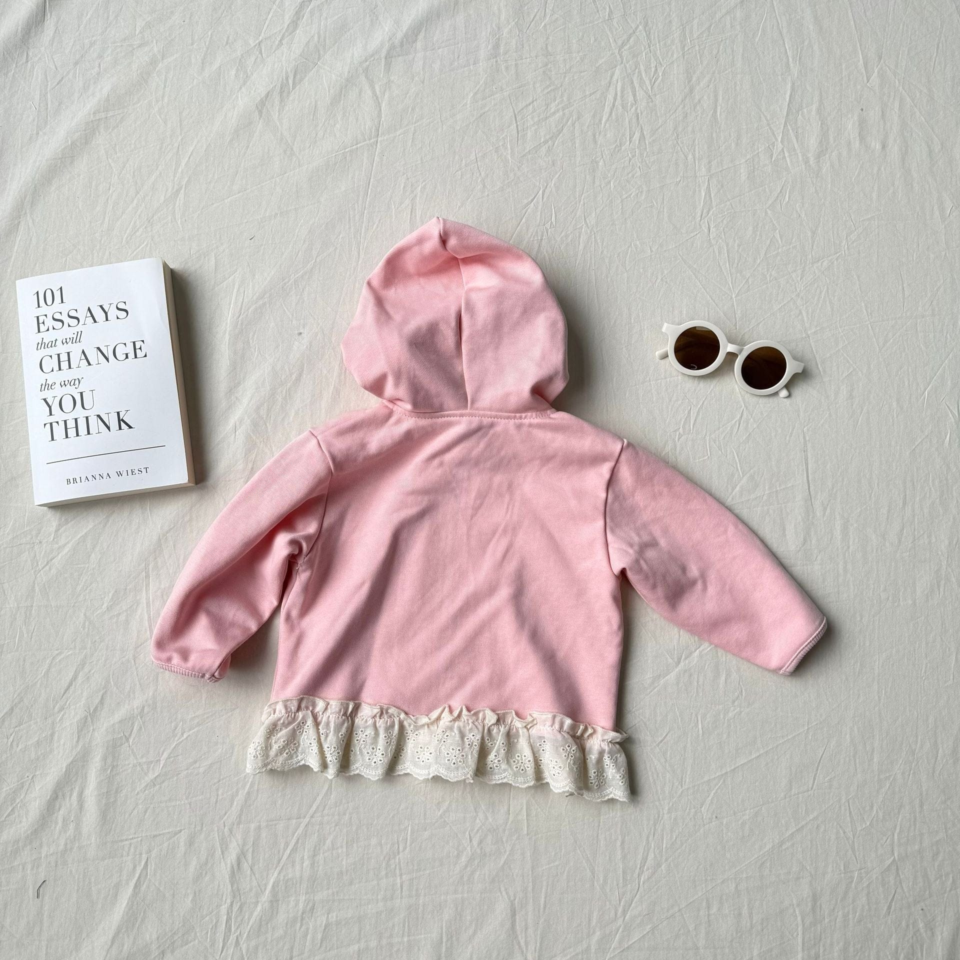 長袖セットアップ レースフリル付きセットアップ ジップアップフーディ+パンツ 2点セット【mh0010792】