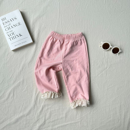 長袖セットアップ レースフリル付きセットアップ ジップアップフーディ+パンツ 2点セット【mh0010792】