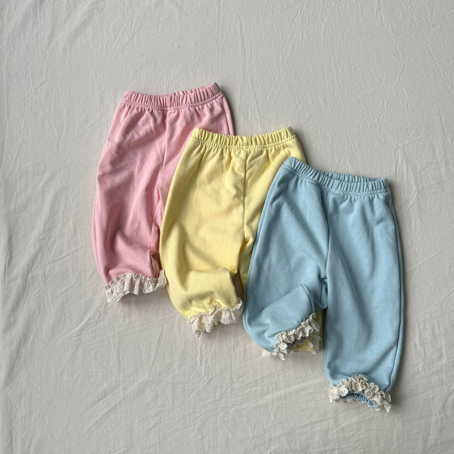 長袖セットアップ レースフリル付きセットアップ ジップアップフーディ+パンツ 2点セット【mh0010792】