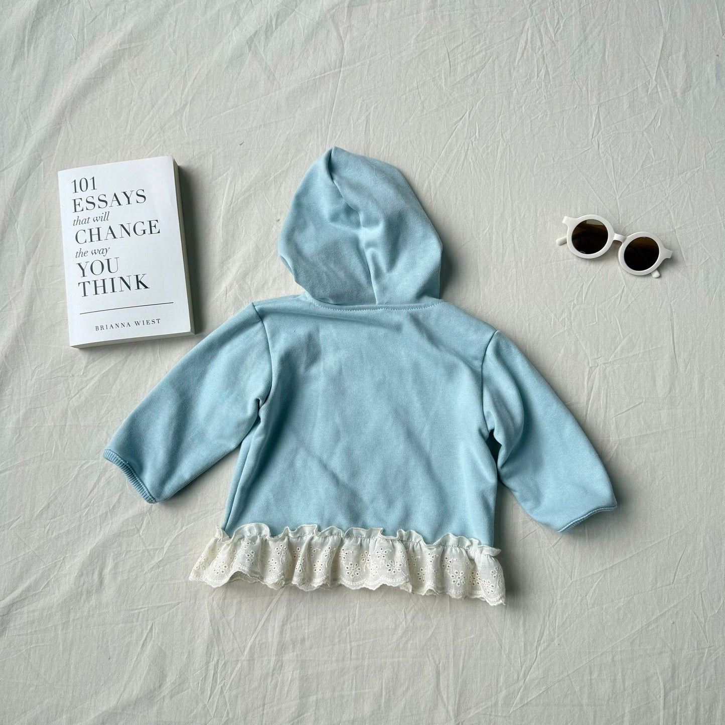 長袖セットアップ レースフリル付きセットアップ ジップアップフーディ+パンツ 2点セット【mh0010792】