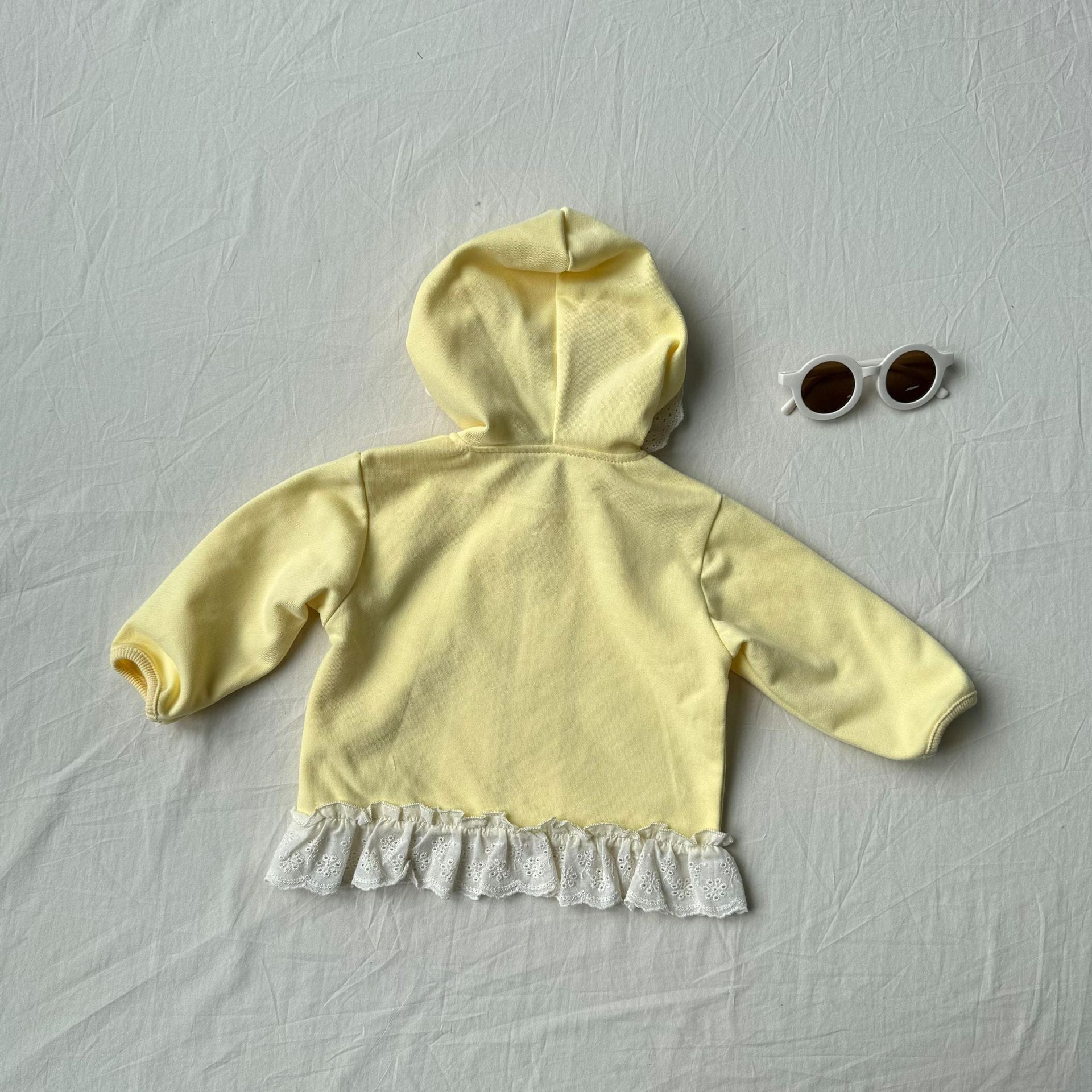 長袖セットアップ レースフリル付きセットアップ ジップアップフーディ+パンツ 2点セット【mh0010792】