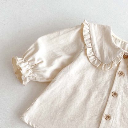 ロンパースセットアップ フリルビッグカラーブラウス+サスペンダースカートロンパース 2点セット【mh0010923】