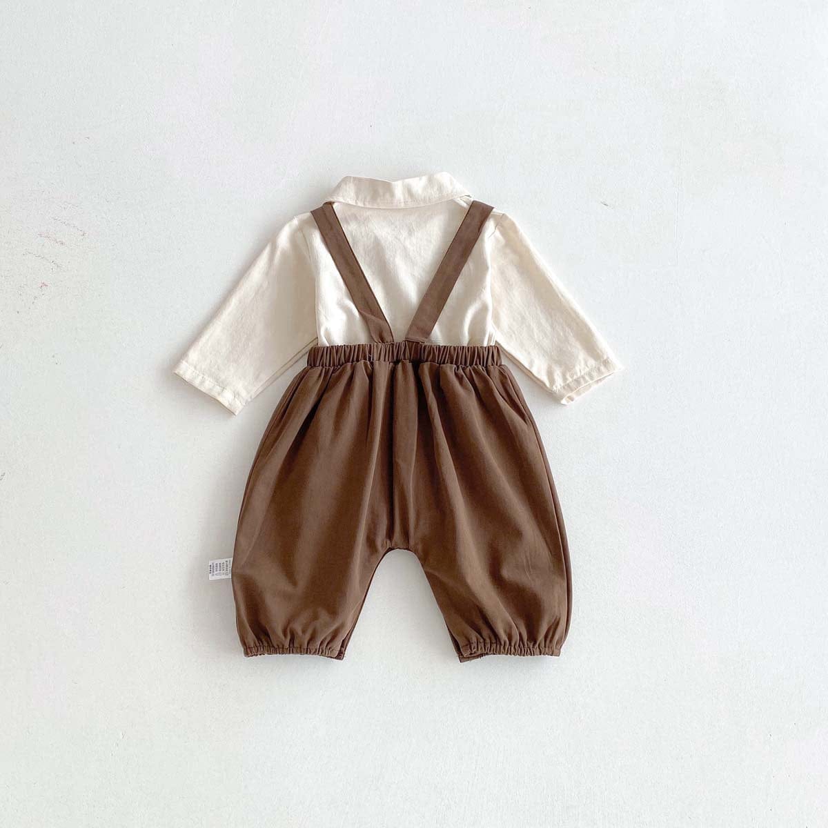 長袖セットアップ 長袖シャツ+サスペンダーオーバーオール セットアップ 2点セット【mh0010929】