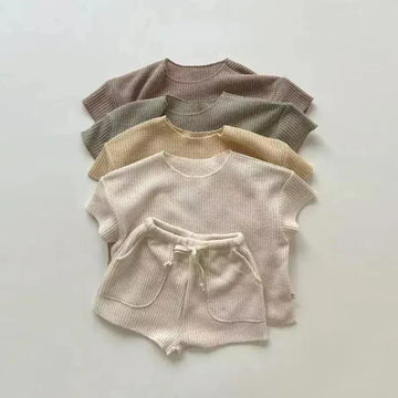 半袖セットアップ ☺︎ キッズセットアップ 2点セット 半袖Tシャツ+ショートパンツ シンプルベーシック