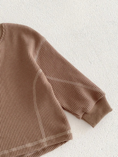 長袖セットアップ ベビーセットアップ 2点セット ワッフル 長袖Tシャツ ロングパンツ