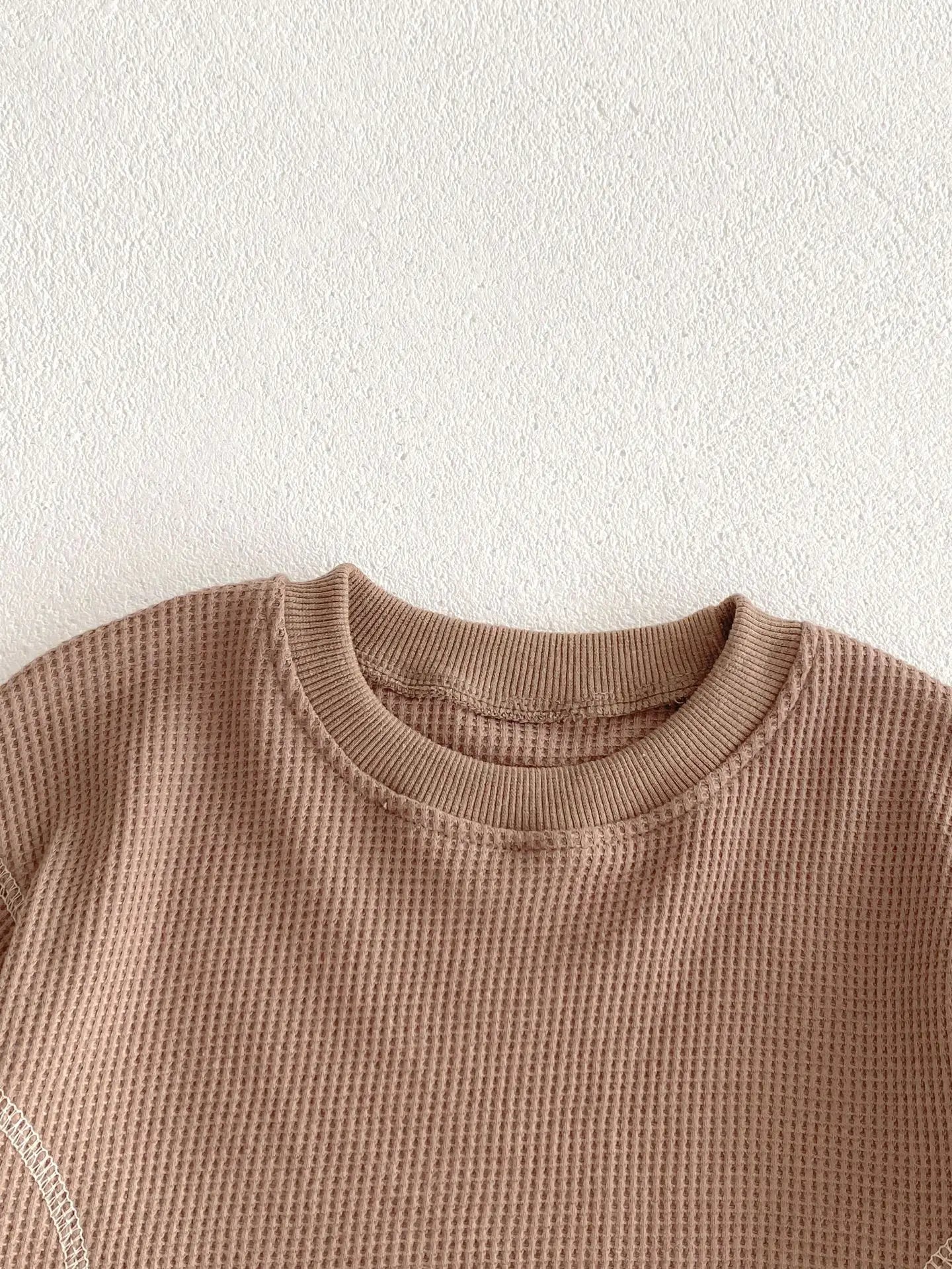 長袖セットアップ ベビーセットアップ 2点セット ワッフル 長袖Tシャツ ロングパンツ