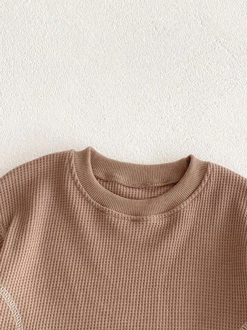 長袖セットアップ ベビーセットアップ 2点セット ワッフル 長袖Tシャツ ロングパンツ