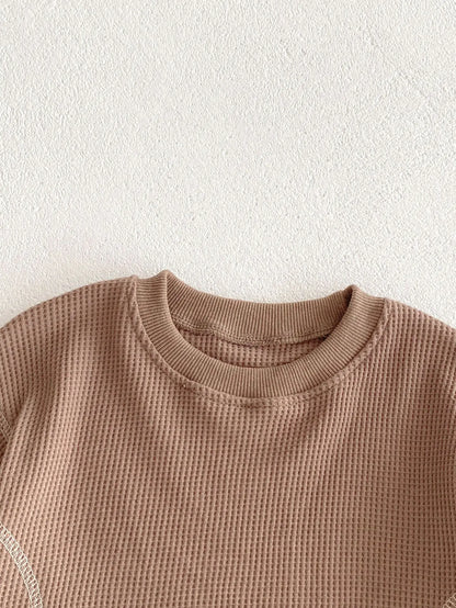 長袖セットアップ ベビーセットアップ 2点セット ワッフル 長袖Tシャツ ロングパンツ