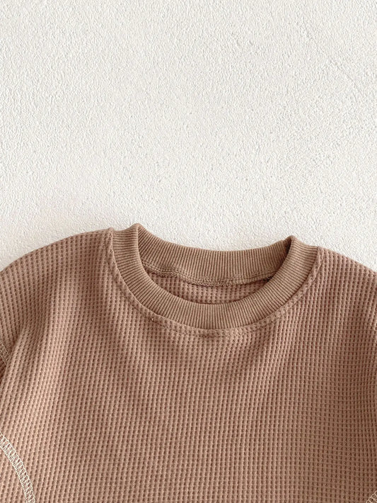 長袖セットアップ ベビーセットアップ 2点セット ワッフル 長袖Tシャツ ロングパンツ