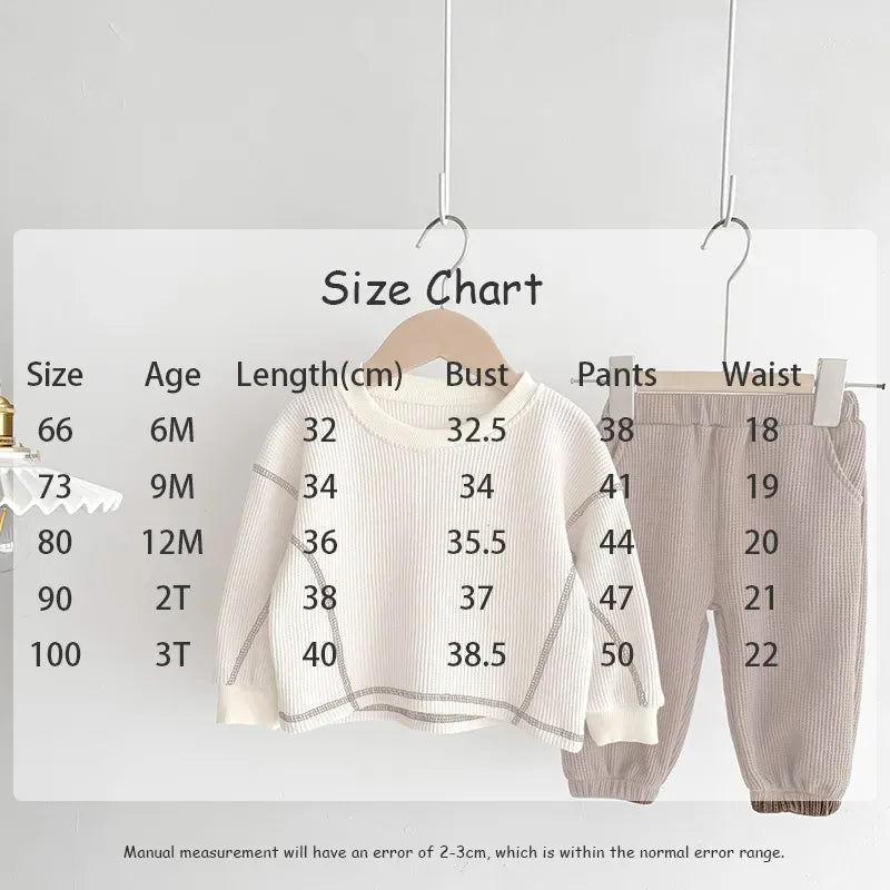 長袖セットアップ ☺︎ ベビーセットアップ 2点セット ワッフル 長袖Tシャツ パンツ ベージュ ボーイズ 男の子 子供服