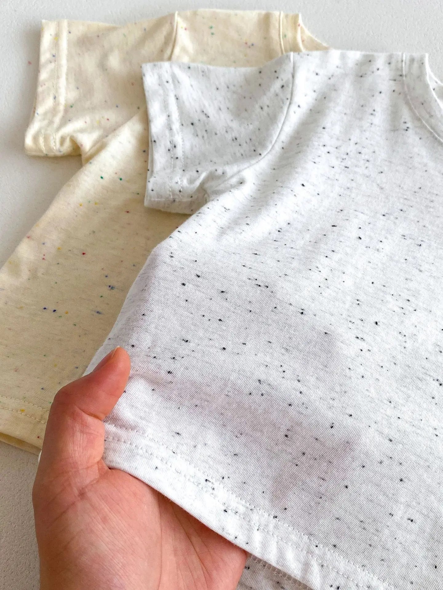 半袖セットアップ キッズセットアップ 2点セット 半袖Tシャツ+ショートパンツ カラフルネップ シンプルベーシック 2カラー