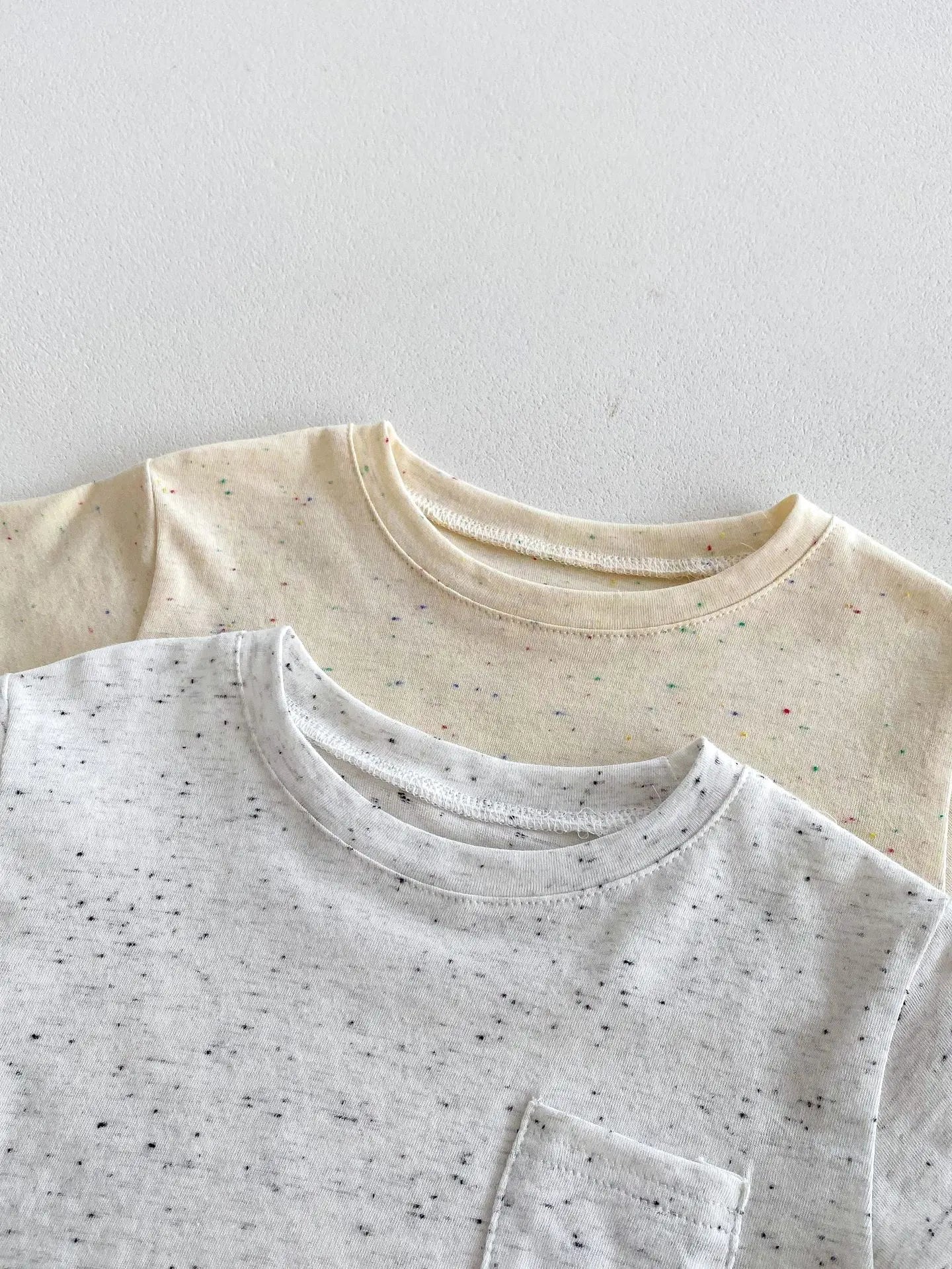 半袖セットアップ キッズセットアップ 2点セット 半袖Tシャツ+ショートパンツ カラフルネップ シンプルベーシック 2カラー