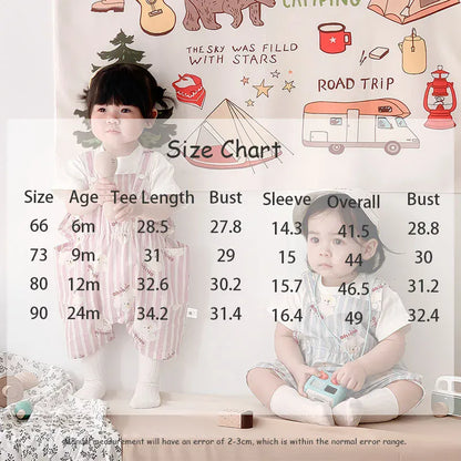 半袖セットアップ ベビーセットアップ 2点セット 半袖Tシャツ+オーバーオール 犬パピープリント サロペット 2カラー