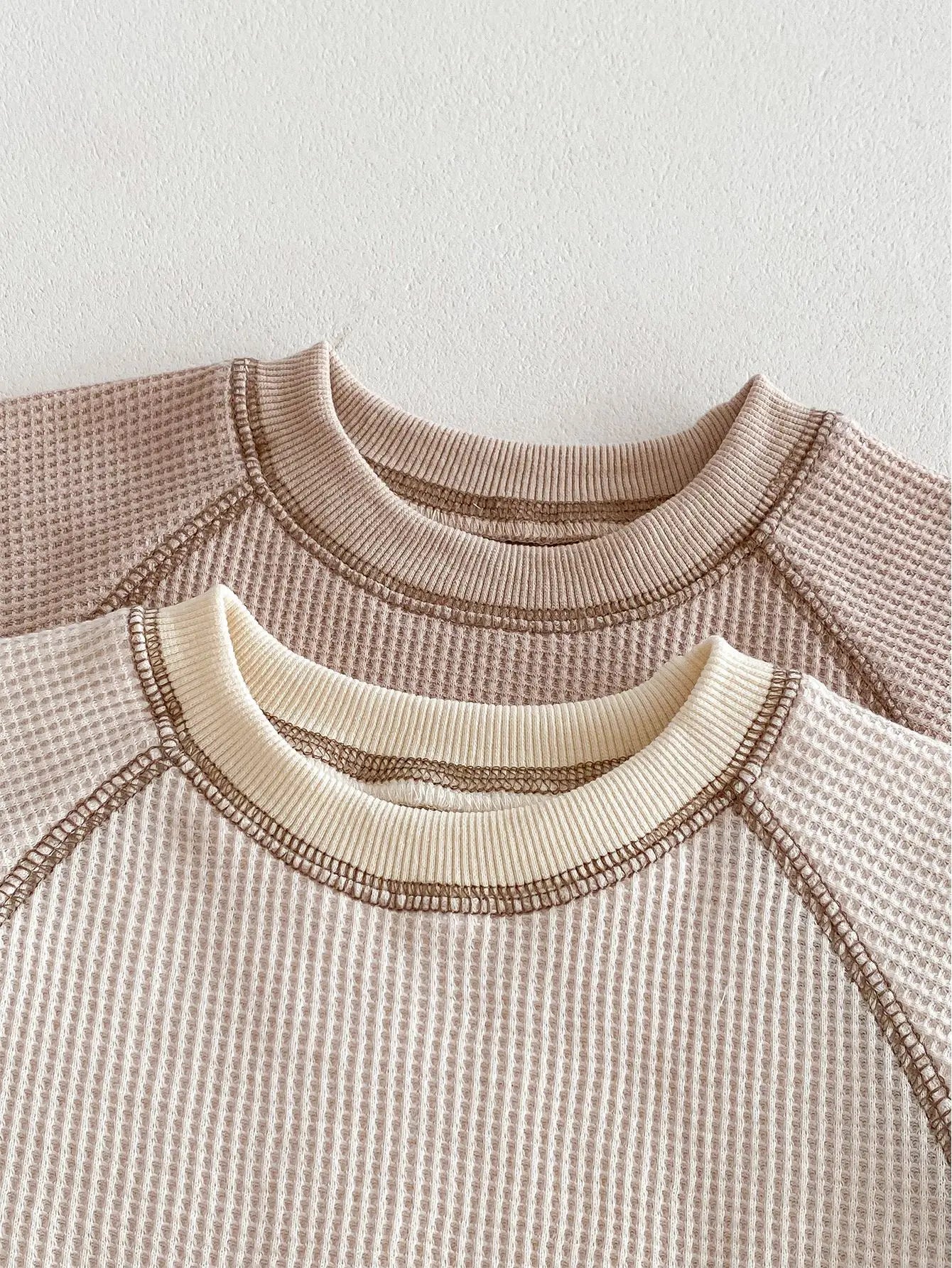 半袖セットアップ ☺︎ ベビーセットアップ 2点セット ワッフル 半袖Tシャツ+ショートパンツ シンプルベーシック 2カラー