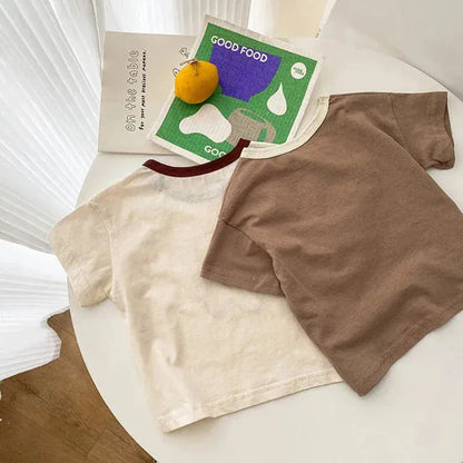 半袖セットアップ ベビーキッズセットアップ 2点セット 半袖Tシャツ+ショートパンツ ベアくまプリント 2カラー【mh0004890】