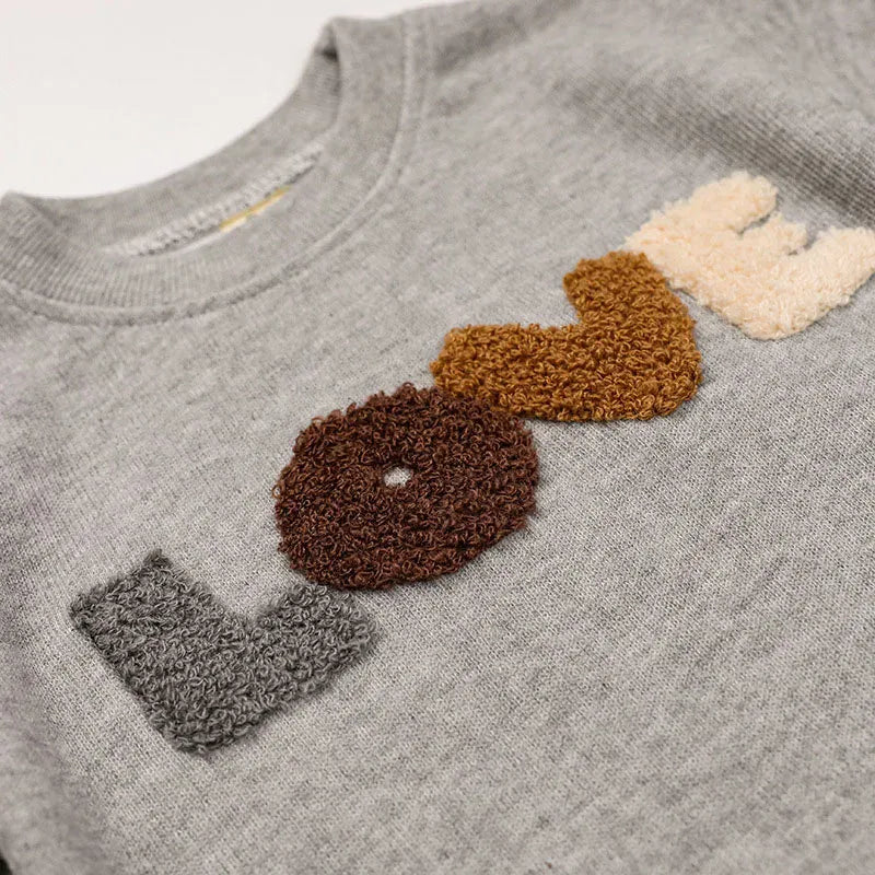 長袖セットアップ ベビーセットアップ 2点セット 長袖Tシャツ+ロングパンツ レターロゴ刺繍 2カラー【mh0007753】