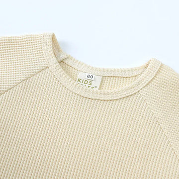 半袖セットアップ キッズセットアップ 2点セット ワッフル 半袖Tシャツ+ショートパンツ シンプルベーシック 3カラー