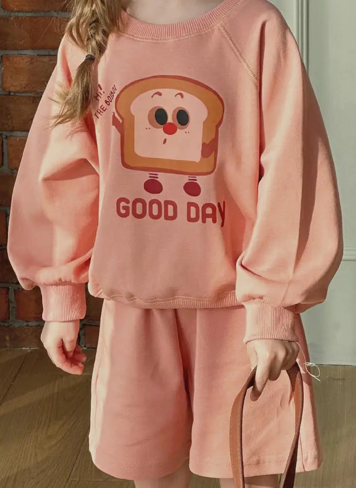 長袖セットアップ キッズセットアップ 2点セット 長袖Tシャツ ハーフパンツ プリント柄 3カラー