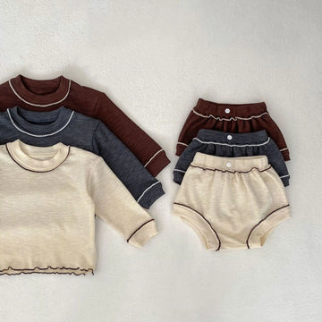長袖セットアップ ベビーセットアップ 2点セット 長袖Tシャツ ブルマパンツ シンプルベーシック 3カラー