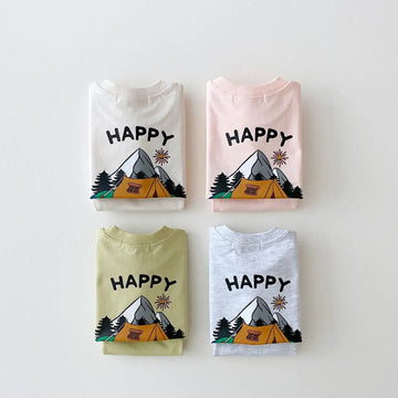 半袖セットアップ ベビーキッズセットアップ 2点セット 半袖プリントTシャツ+ショートパンツ 4カラー【mh0005628】