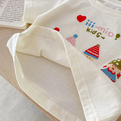 半袖セットアップ キッズセットアップ 2点セット 半袖プリントTシャツ+チェックショートパンツ【mh0005456】