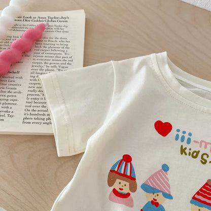 半袖セットアップ キッズセットアップ 2点セット 半袖プリントTシャツ+チェックショートパンツ【mh0005456】