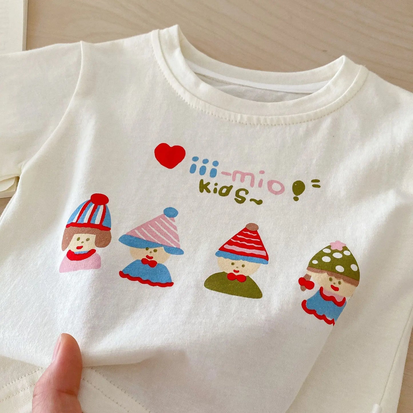 半袖セットアップ キッズセットアップ 2点セット 半袖プリントTシャツ+チェックショートパンツ【mh0005456】