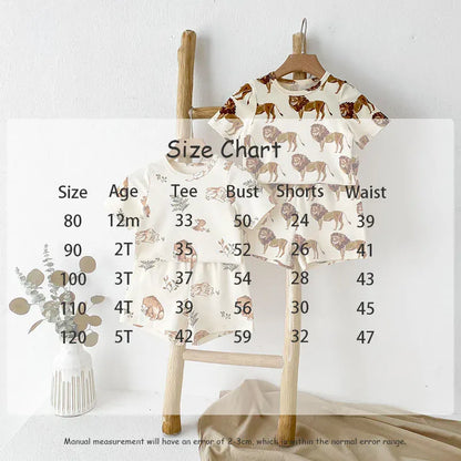 半袖セットアップ キッズセットアップ 2点セット 半袖Tシャツ+ショートパンツ ルームウェア アニマルプリント【mh0005917】