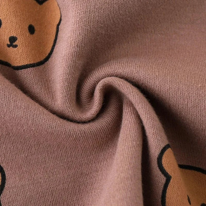 長袖パジャマ ベビーセットアップ 2点セット ベアくまプリント長袖Tシャツ+ハイウェストロングパンツ パジャマセット【mh0007900】