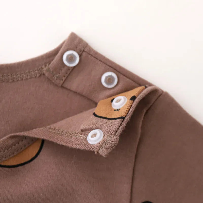 長袖パジャマ ベビーセットアップ 2点セット ベアくまプリント長袖Tシャツ+ハイウェストロングパンツ パジャマセット【mh0007900】