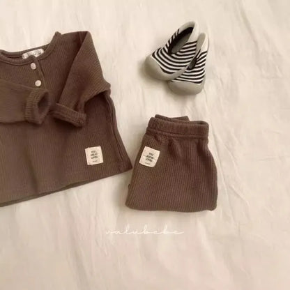 長袖パジャマ ベビーセットアップ 2点セット シンプルパジャマセット 長袖Tシャツ+ロングパンツ【mh0008118】