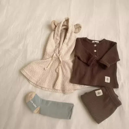 長袖パジャマ ベビーセットアップ 2点セット シンプルパジャマセット 長袖Tシャツ+ロングパンツ【mh0008118】