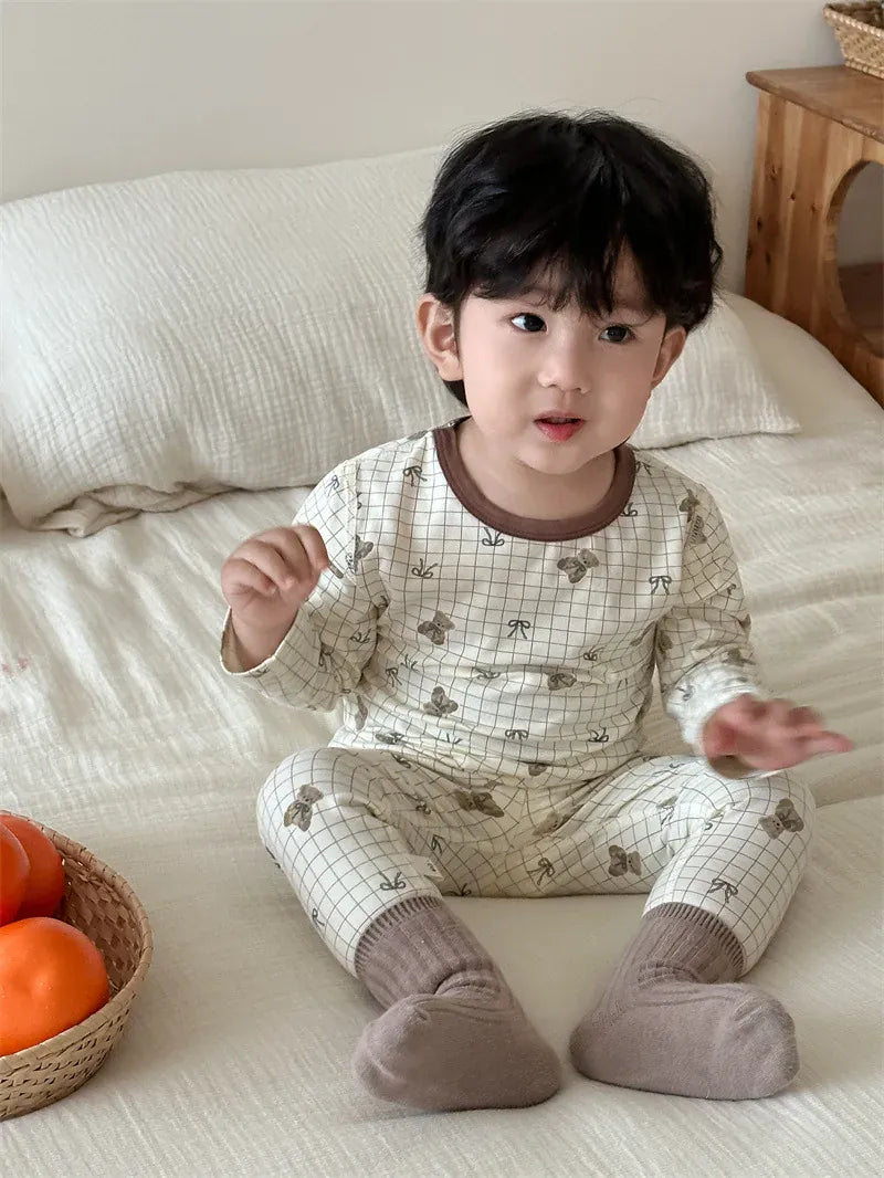 長袖セットアップ ベビーキッズセットアップ 2点セット 長袖パジャマセット 長袖プリントTシャツ+ロングパンツ【mh0008347】