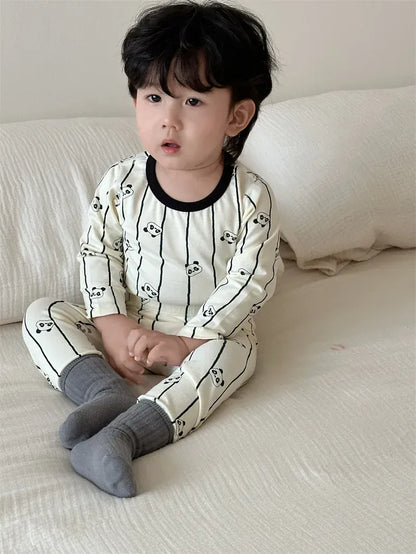 長袖セットアップ ベビーキッズセットアップ 2点セット 長袖パジャマセット 長袖プリントTシャツ+ロングパンツ【mh0008347】