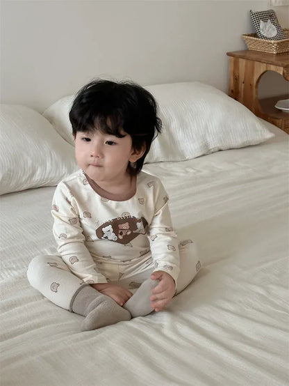 長袖セットアップ ベビーキッズセットアップ 2点セット 長袖パジャマセット 長袖プリントTシャツ+ロングパンツ【mh0008347】