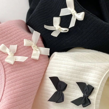 長袖パジャマ ベビーセットアップ 2点セット 長袖パジャマセット リボン長袖Tシャツ+ロングパンツ【mh0008571】