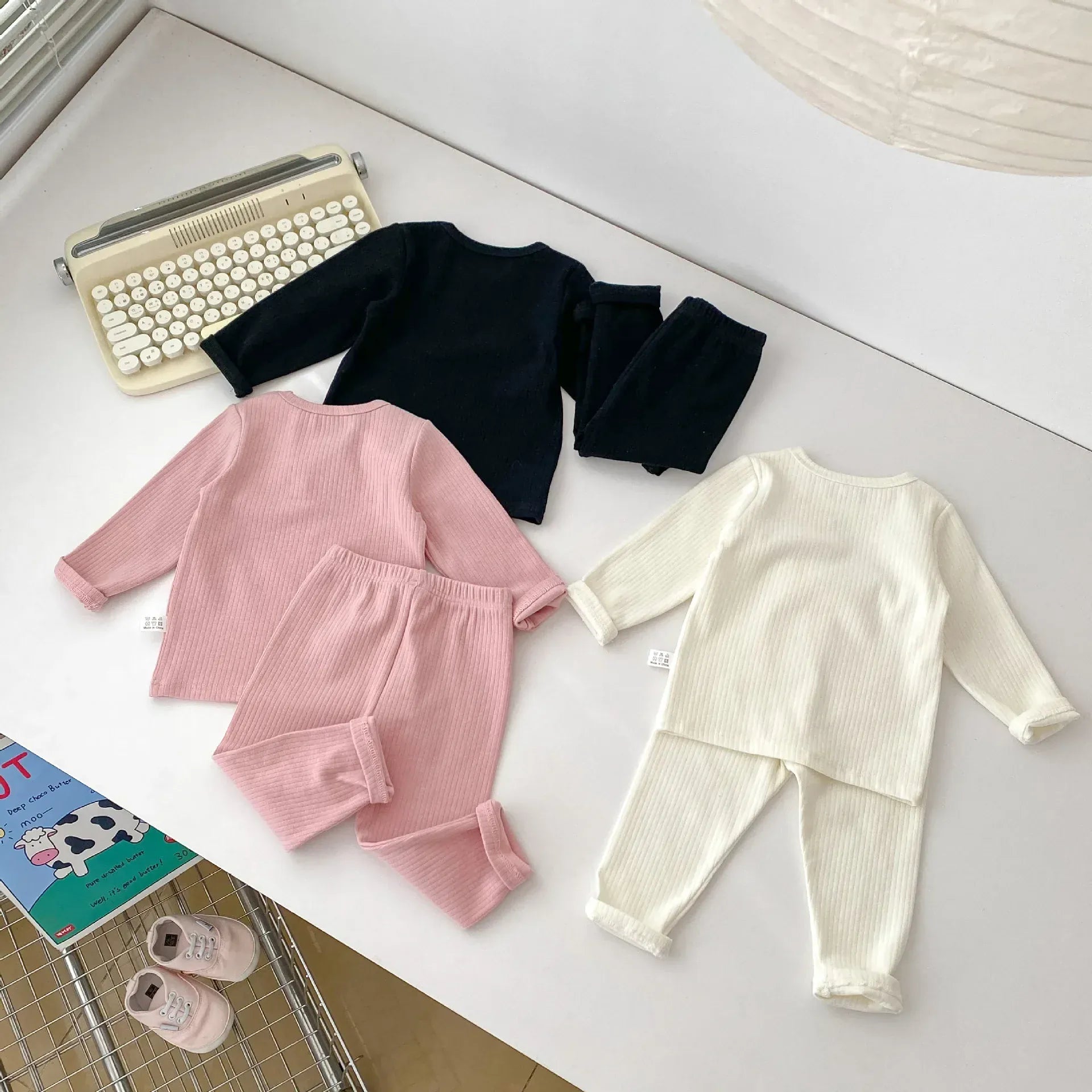 長袖パジャマ ベビーセットアップ 2点セット 長袖パジャマセット リボン長袖Tシャツ+ロングパンツ【mh0008571】