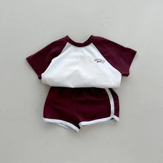 半袖セットアップ ベビーセットアップ 2点セット 半袖Tシャツ+ショートパンツ スポーツセット【mh0009164】