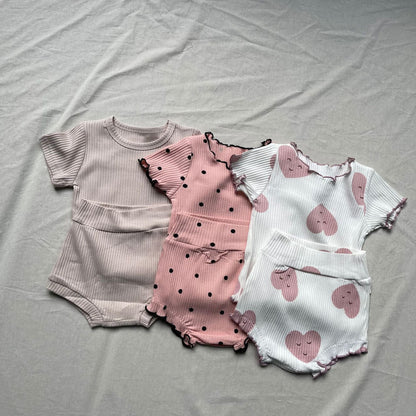 半袖セットアップ ベビーセットアップ 2点セット 半袖Tシャツ+ハイウェストブルマパンツ【mh0009172】