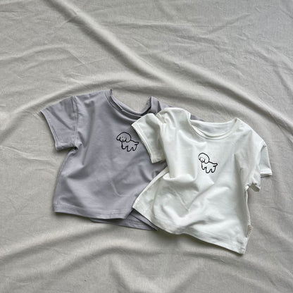 半袖セットアップ ベビーセットアップ 2点セット 犬ドッグプリント半袖Tシャツ+ショートパンツ【mh0009177】