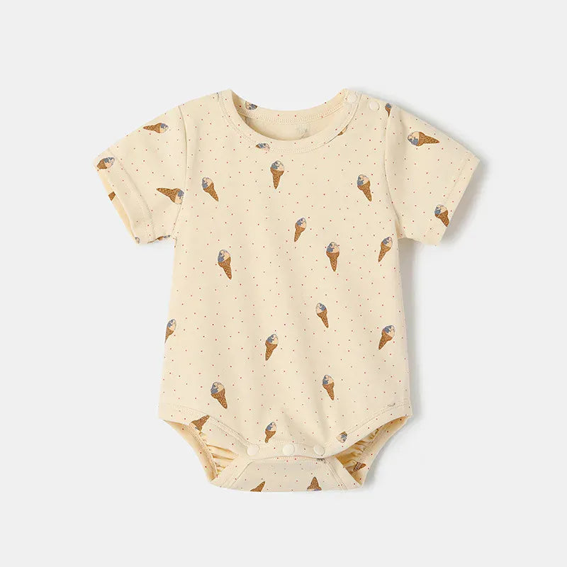 半袖ロンパース 23006 romper 1 / 66cm 0-6m ベビーロンパース/パンツ 半袖肌着  ボディシャツ アイスクリームプリント柄【mh0005532】