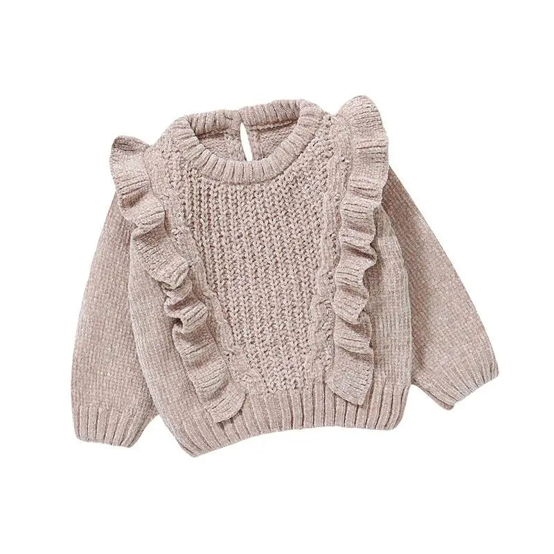 ニット・セーター ベビートップス ショルダーラッフルフリルニットセーター 3カラー