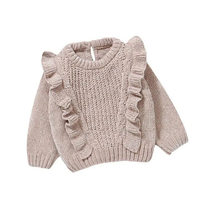 ニット・セーター ベビートップス ショルダーラッフルフリルニットセーター 3カラー