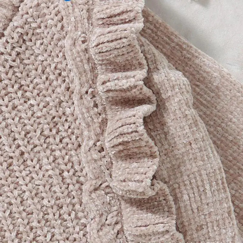 ニット・セーター ベビートップス ショルダーラッフルフリルニットセーター 3カラー