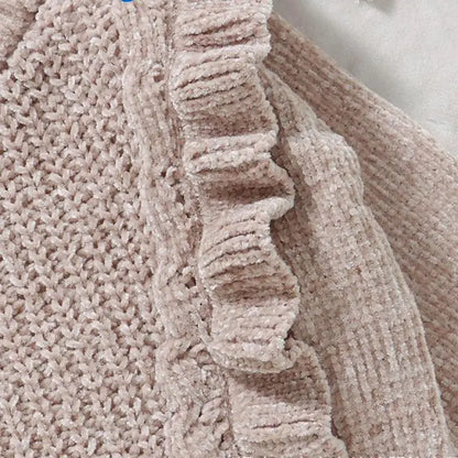 ニット・セーター ベビートップス ショルダーラッフルフリルニットセーター 3カラー