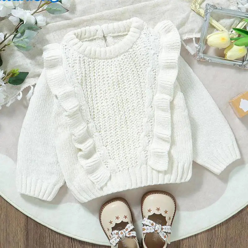 ニット・セーター ベビートップス ショルダーラッフルフリルニットセーター 3カラー