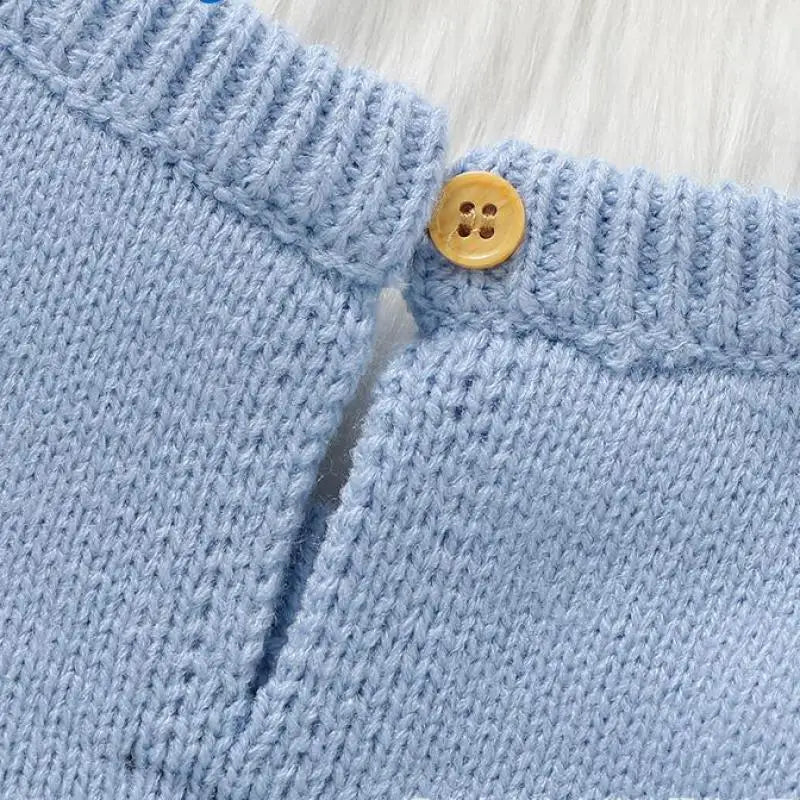 長袖ロンパース ベビーロンパース ベアくまワッペンボーダーニットドッキングジャンプスーツ 3カラー